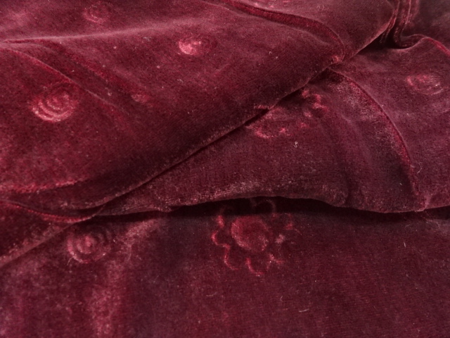  アンティーク　ビロード花模様ショール